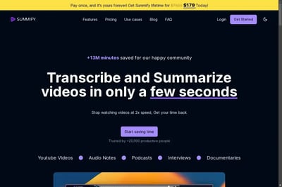 Summify.io - AI Powered Video / Audio Summarizer preview